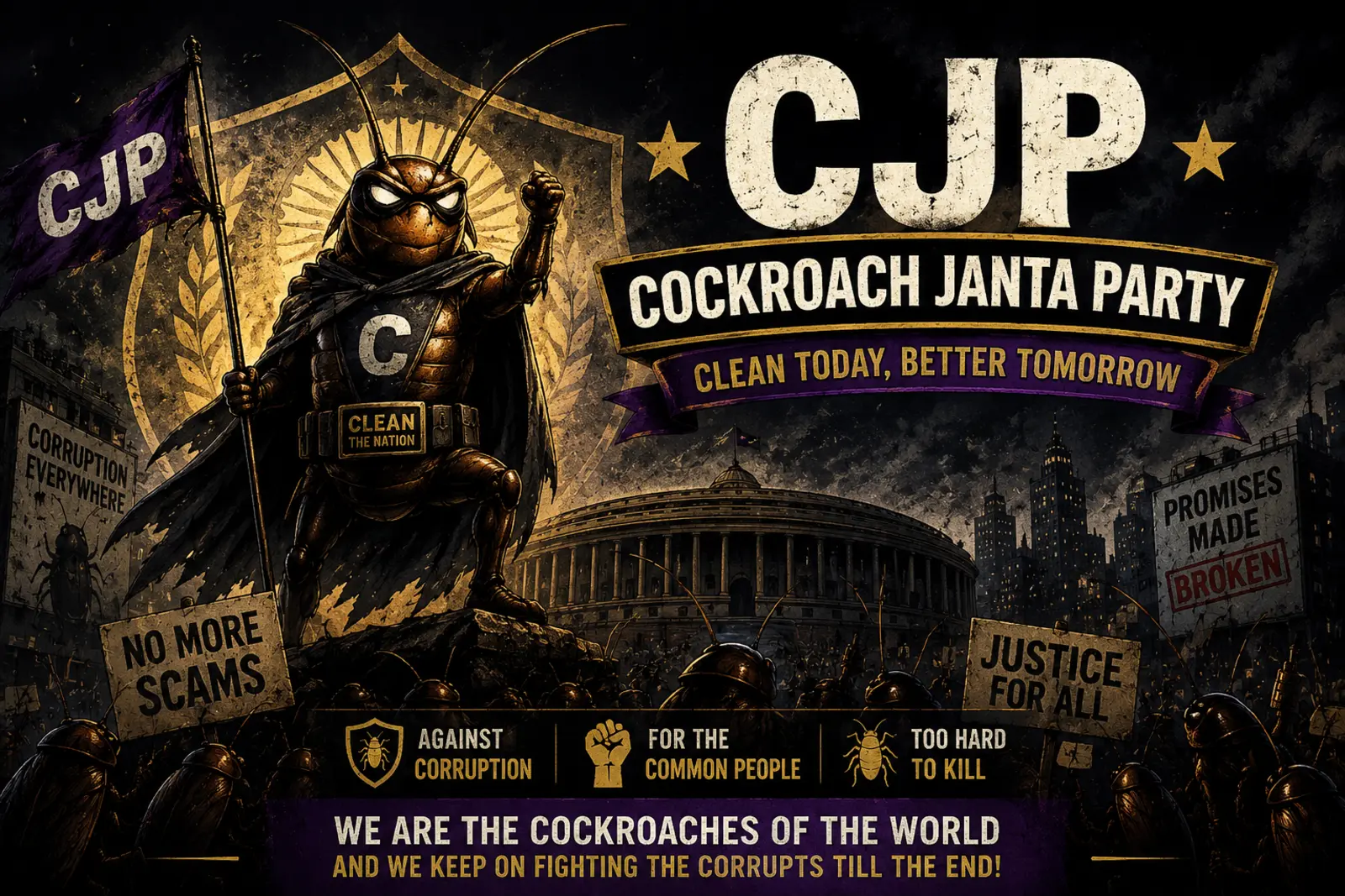 Cockroach Janta Party rally poster
